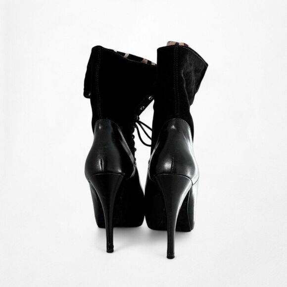 Vintage Y2K Guess Leather Suede Lace Up Military Ankle Stiletto Boots Size 6M - Picture 3 of 5